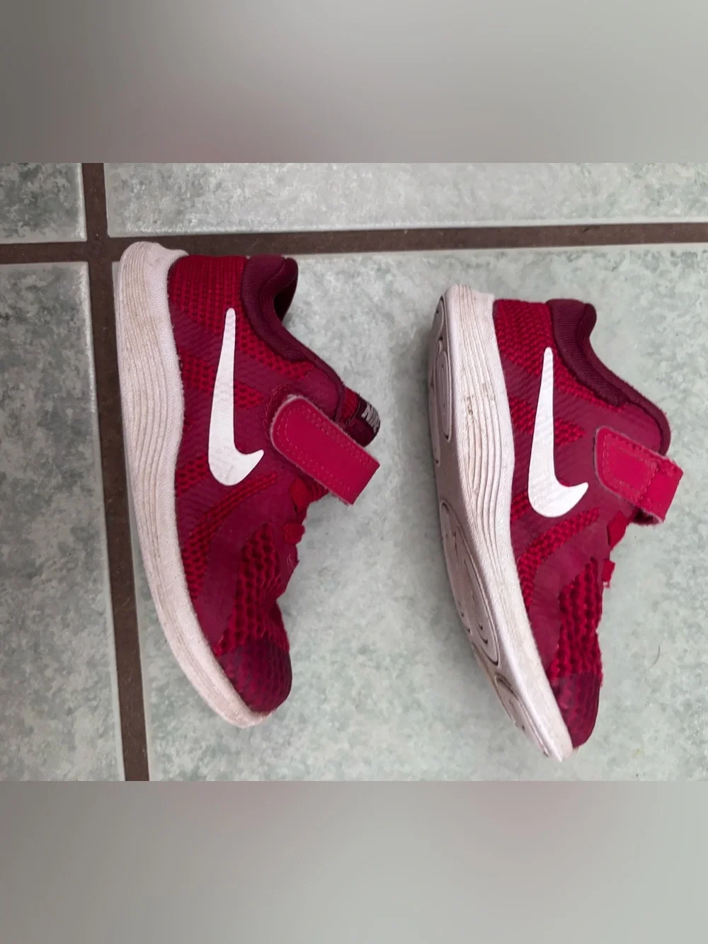 Nike Kids' red Mesh Athletic Shoes. Velcro  closure.